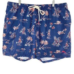 Tommy Bahama Swim Trunks Palm Tree Hawaiian Hula Girl Turtle Men's Size 1XLB‎